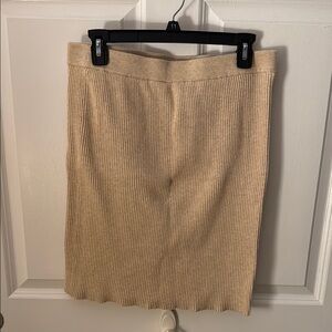 Elegant Tan Ribbed Knit Skirt